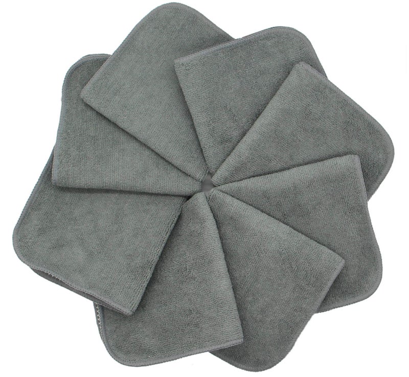 VeraSong Microfiber Dish Cloths Fast Drying Kitchen Cleaning Cloth Dish Rags Dust Cloths Ultra Absorbent Lint Free Washcloths with Poly Scrub Side 12inch x 12inch 8 Pack (Gray) - Image 2